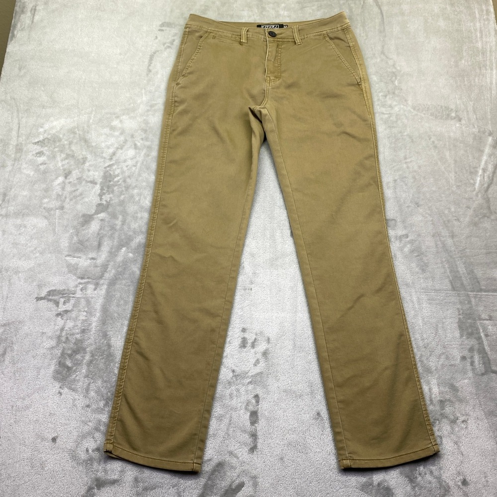 Ezekiel Mens Chino Pants Sz 32 Khaki Tan Cotton Blend Stretch Slim Straight